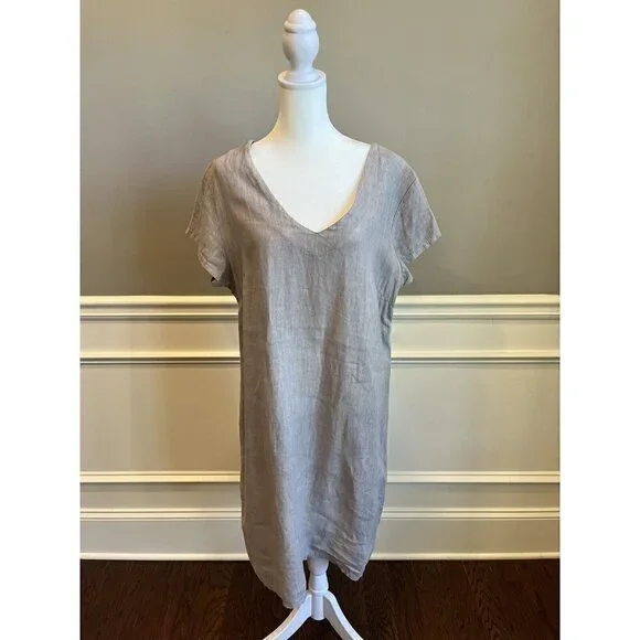 MARISA & MARIE | Dresses | Marisa Marie Italian Gray 0 Linen Dress Shift  Womens Xs Casual Minimalist | Poshmark